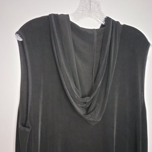 Chico's Travelers Black Hooded Zip Front Vest Sz 3 - Picture 5 of 8